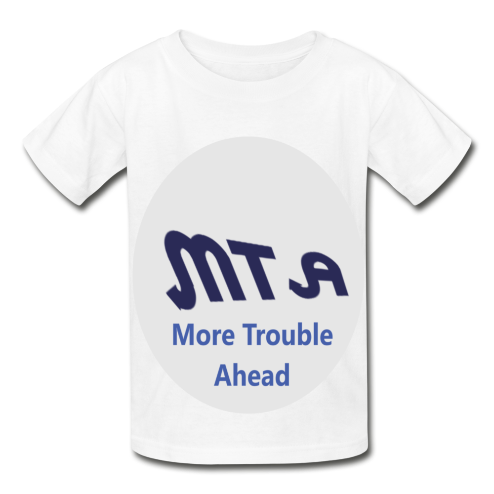New York City Subway train funny Logo parody Hanes Youth Tagless T-Shirt - white