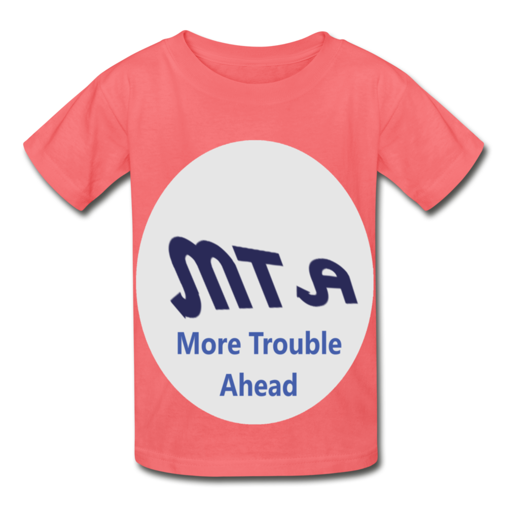 New York City Subway train funny Logo parody Hanes Youth Tagless T-Shirt - coral