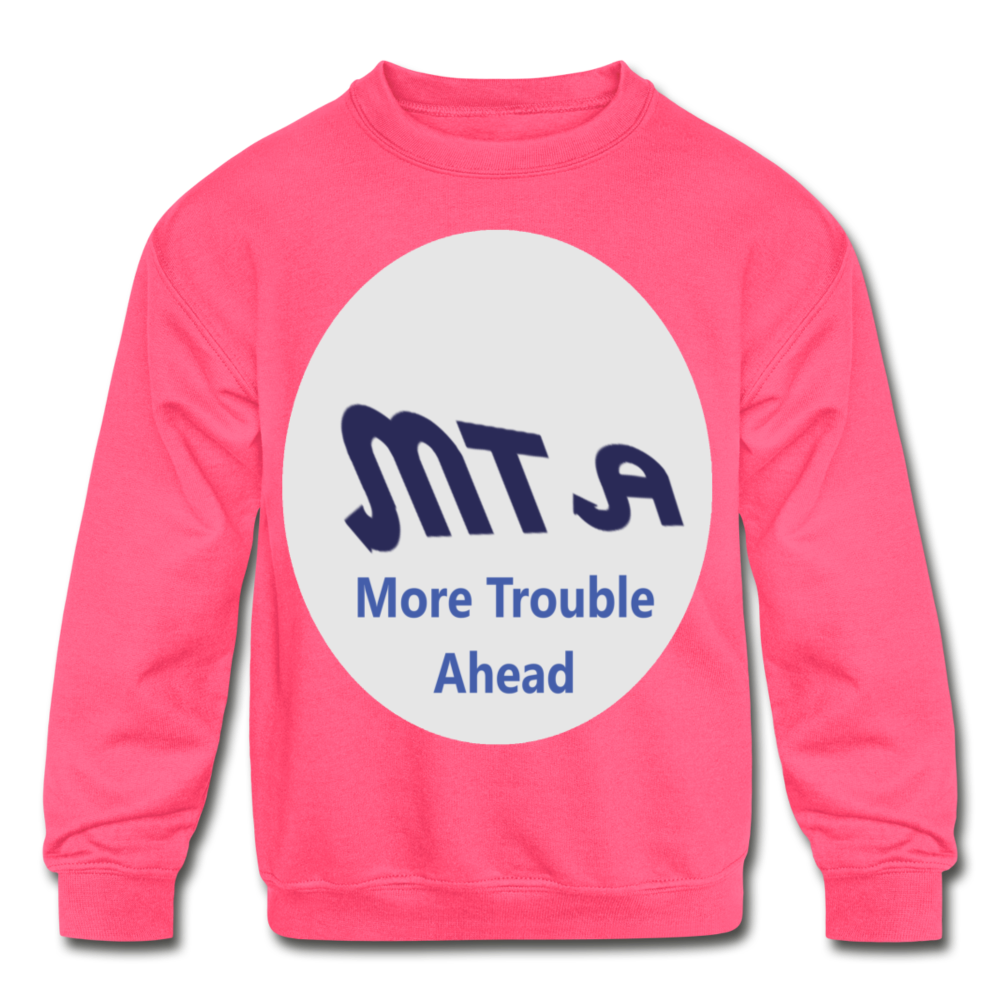 New York City Subway train funny Logo parody Kids' Crewneck Sweatshirt - neon pink