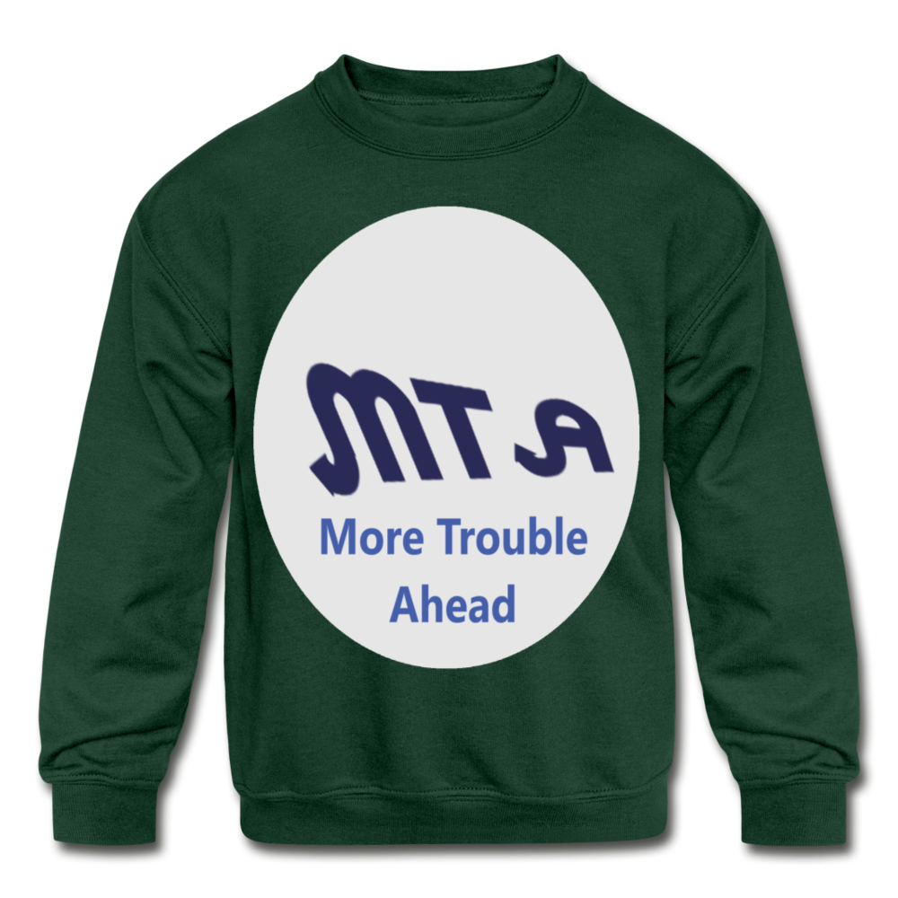 New York City Subway train funny Logo parody Kids' Crewneck Sweatshirt - forest green