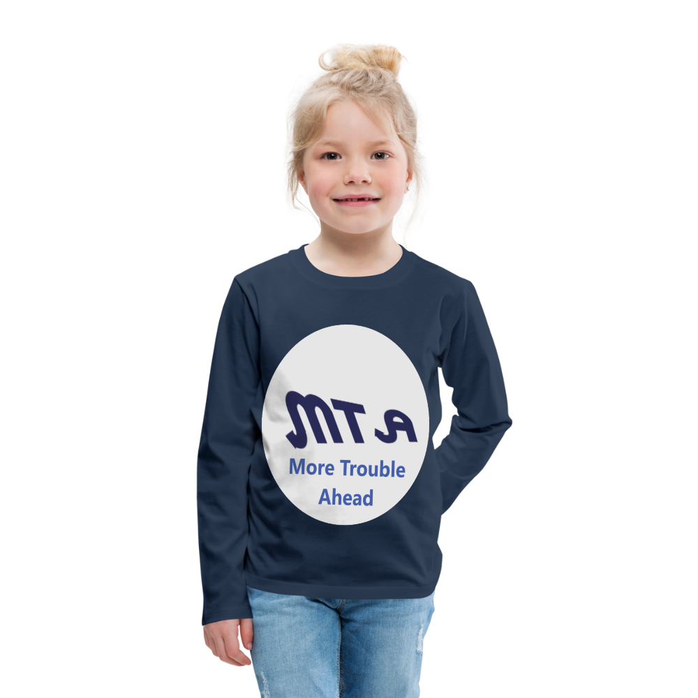 New York City Subway train funny Logo parody Kids' Premium Long Sleeve T-Shirt - navy