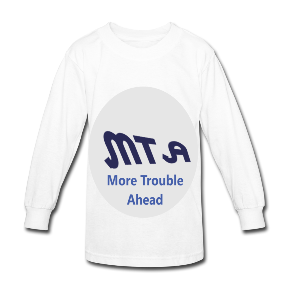 New York City Subway train funny Logo parody Kids' Long Sleeve T-Shirt - white