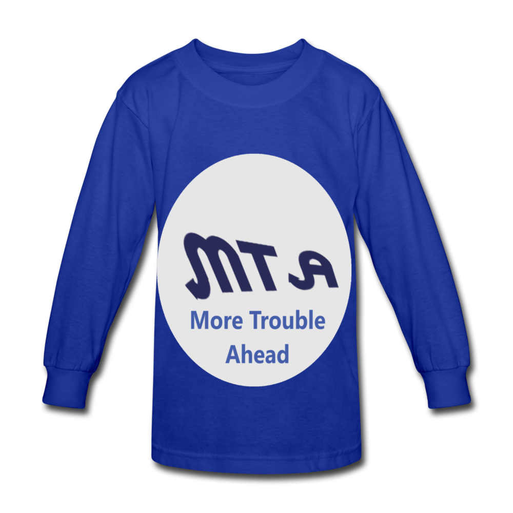 New York City Subway train funny Logo parody Kids' Long Sleeve T-Shirt - royal blue