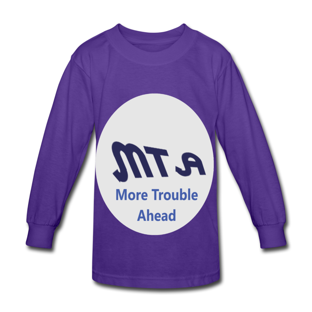 New York City Subway train funny Logo parody Kids' Long Sleeve T-Shirt - dark purple