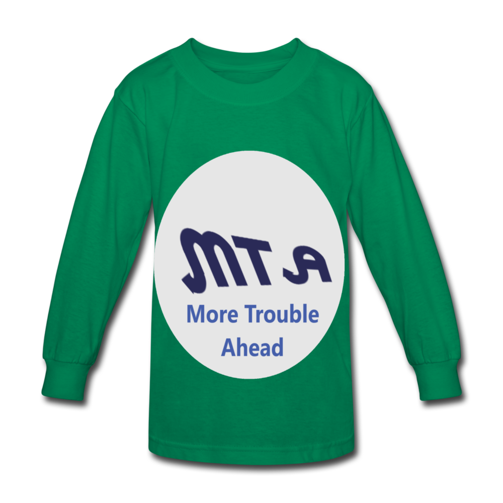 New York City Subway train funny Logo parody Kids' Long Sleeve T-Shirt - kelly green