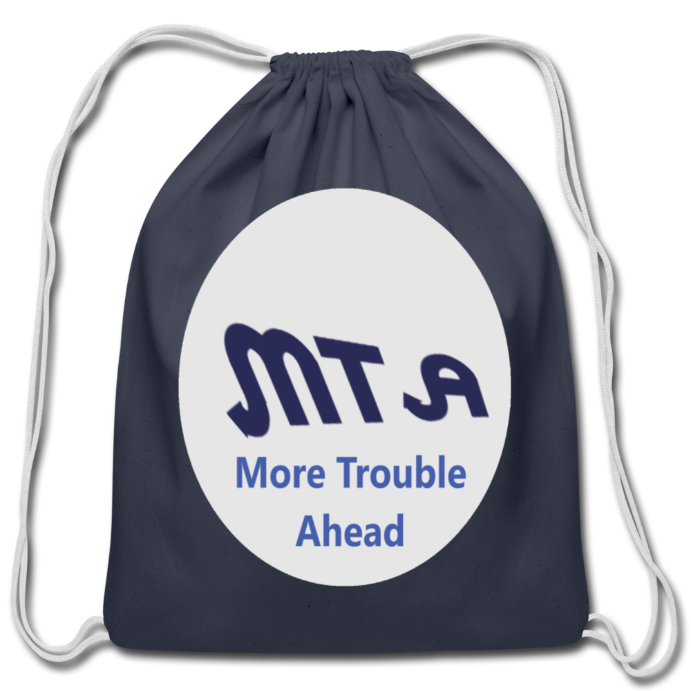 New York City Subway train funny Logo parody Cotton Drawstring Bag - navy