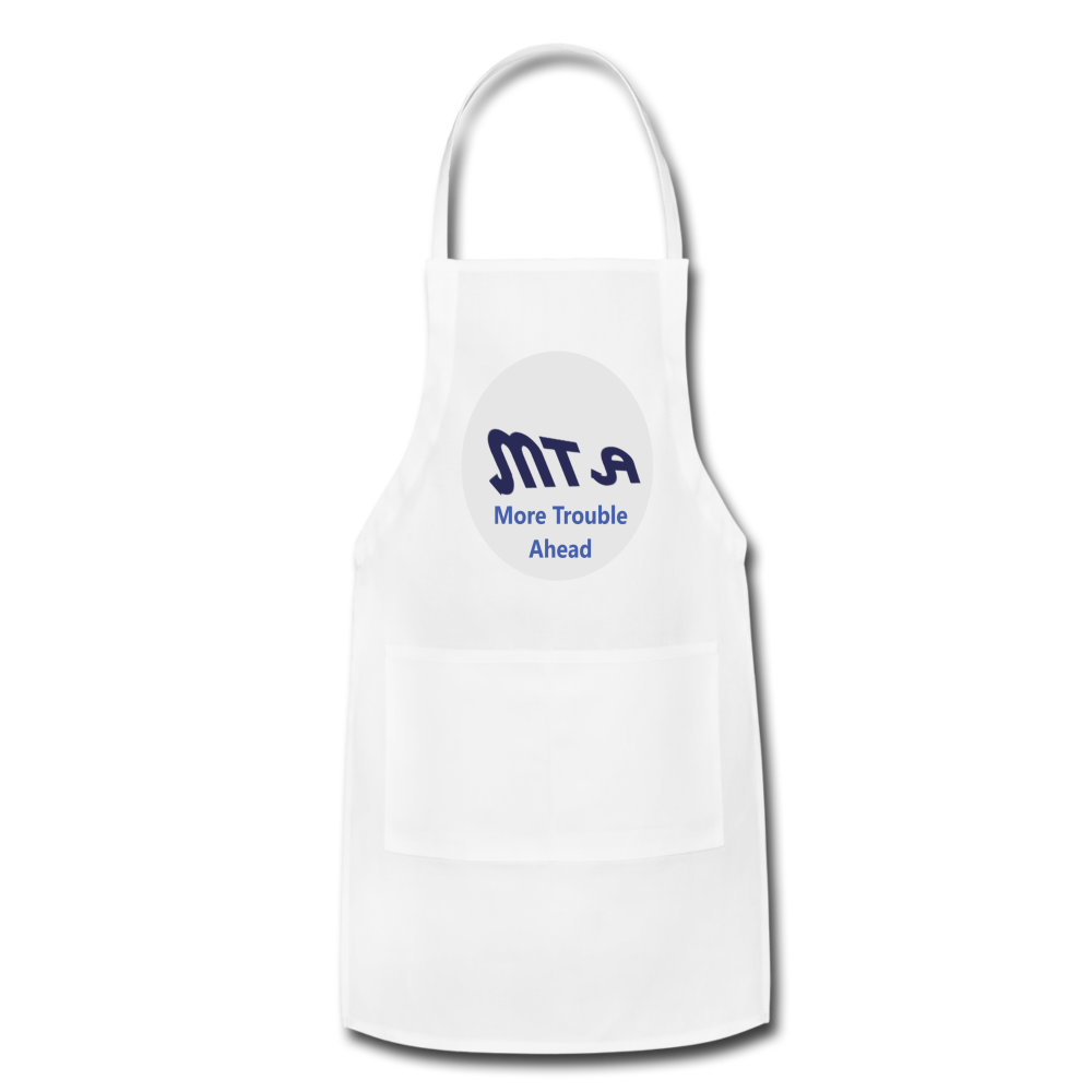 New York City Subway train funny Logo parody Adjustable Apron - white