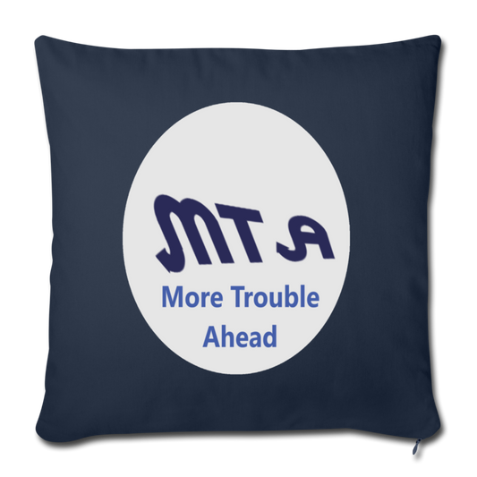 New York City Subway train funny Logo parody Throw Pillow Cover 18” x 18” - navy