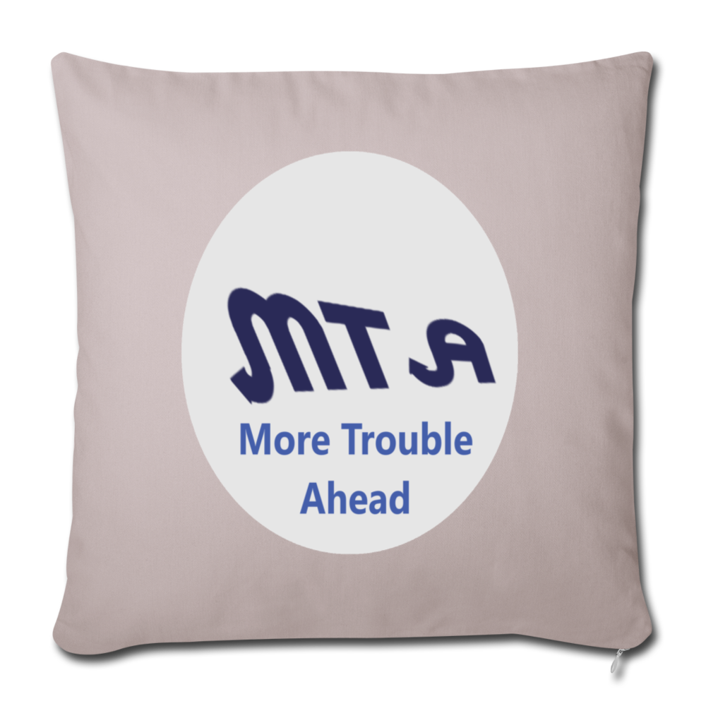 New York City Subway train funny Logo parody Throw Pillow Cover 18” x 18” - light taupe