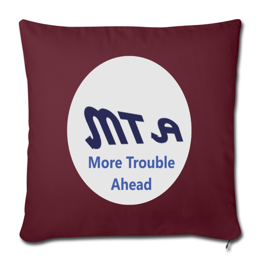 New York City Subway train funny Logo parody Throw Pillow Cover 18” x 18” - burgundy
