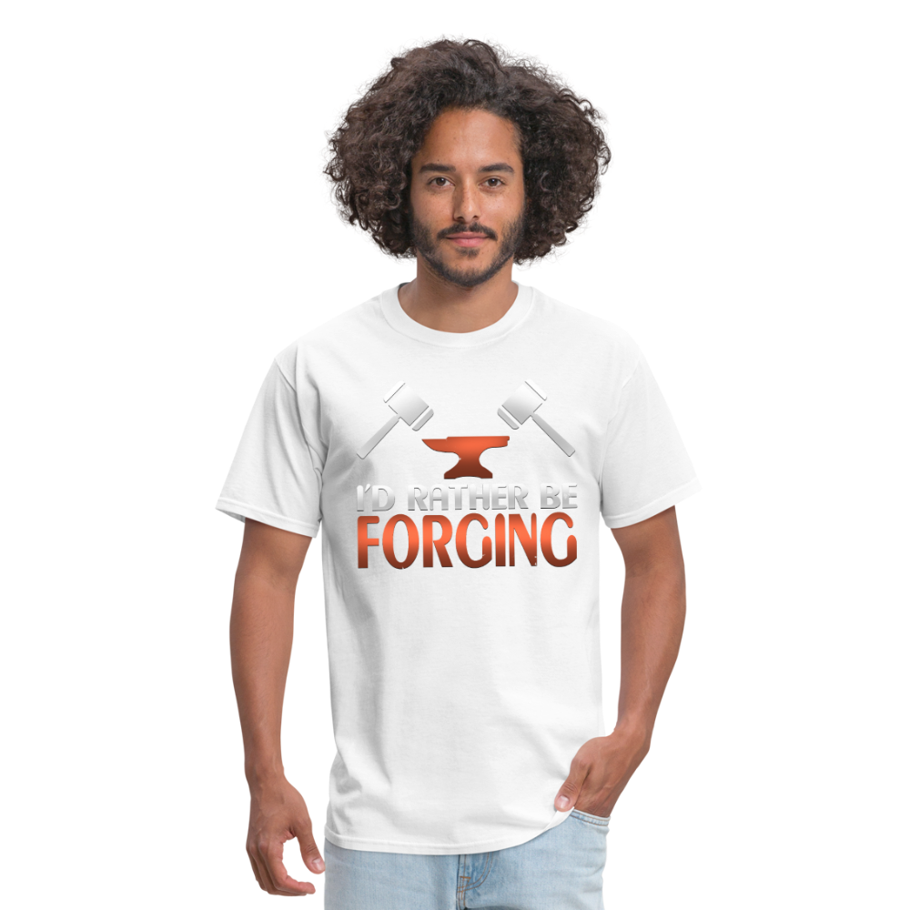 I'D Rather Be Forging Blacksmith Forge Hammer Men's T-Shirt - white