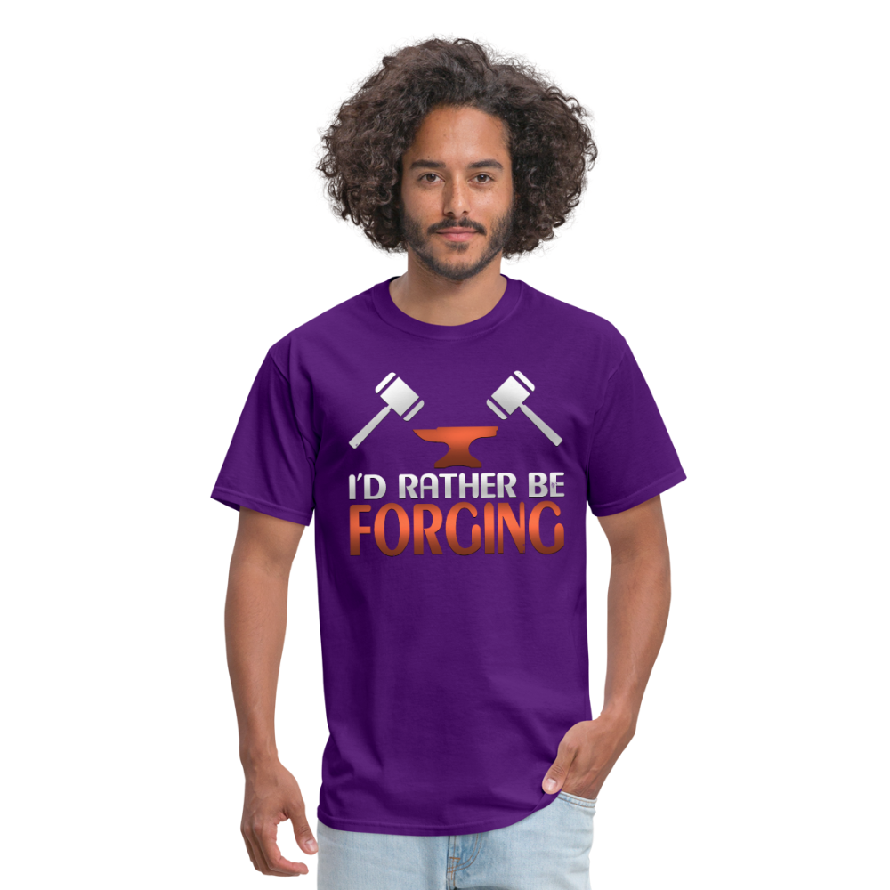 I'D Rather Be Forging Blacksmith Forge Hammer Men's T-Shirt - purple