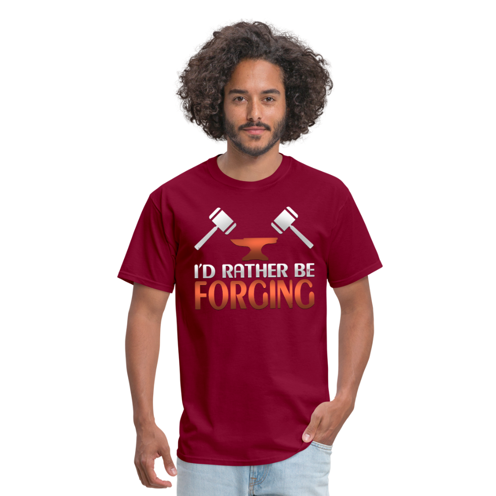 I'D Rather Be Forging Blacksmith Forge Hammer Men's T-Shirt - burgundy