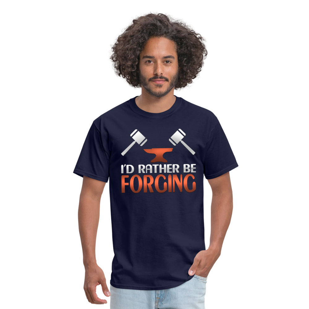 I'D Rather Be Forging Blacksmith Forge Hammer Men's T-Shirt - navy