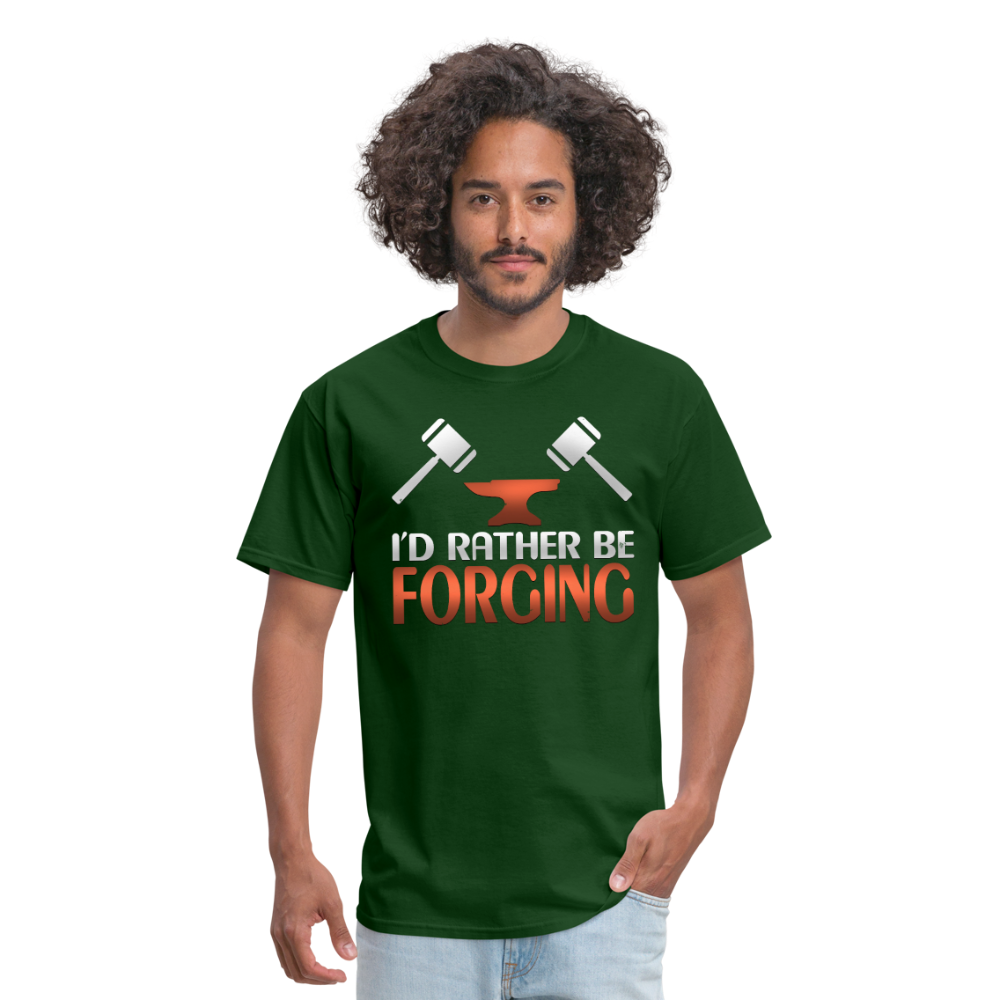 I'D Rather Be Forging Blacksmith Forge Hammer Men's T-Shirt - forest green