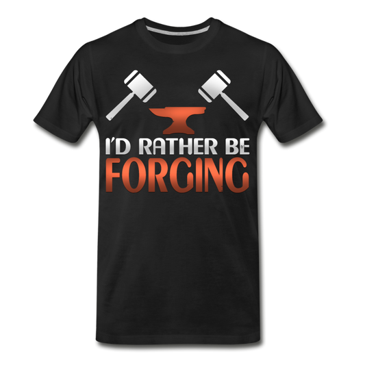 I'D Rather Be Forging Blacksmith Forge Hammer Men’s Premium Organic T-Shirt - black