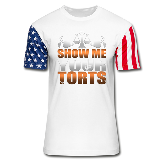 SHOW ME YOUR TORTS Stars & Stripes T-Shirt - white