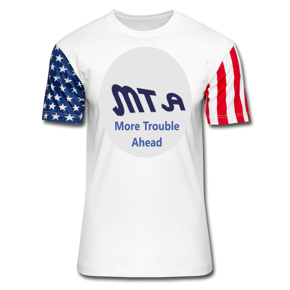 NEW YORK CITY SUBWAY TRAIN FUNNY LOGO PARODY Stars & Stripes T-Shirt - white