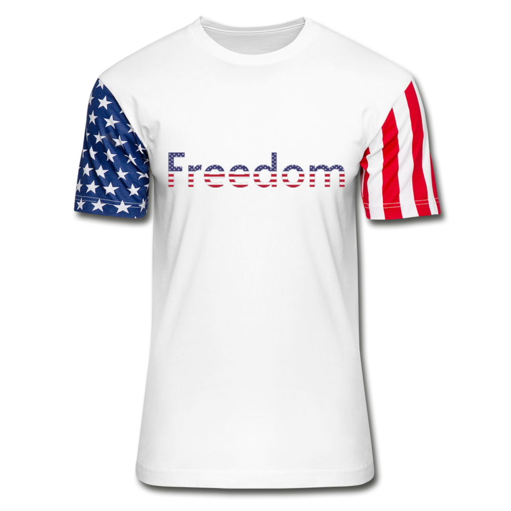 Freedom Patriotic Word Art Stars & Stripes T-Shirt - white