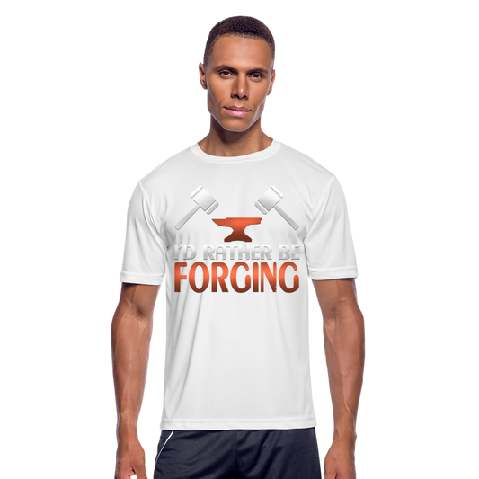 I'd Rather Be Forging Blacksmith Forge Hammer Men’s Moisture Wicking Performance T-Shirt - white