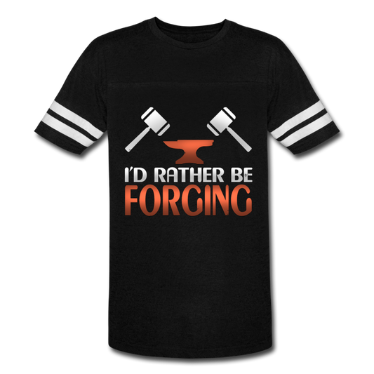 I'd Rather Be Forging Blacksmith Forge Hammer Vintage Sport T-Shirt - black/white