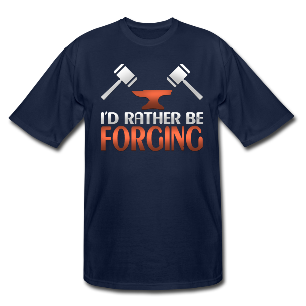 I'd Rather Be Forging Blacksmith Forge Hammer Men's Tall T-Shirt - navy