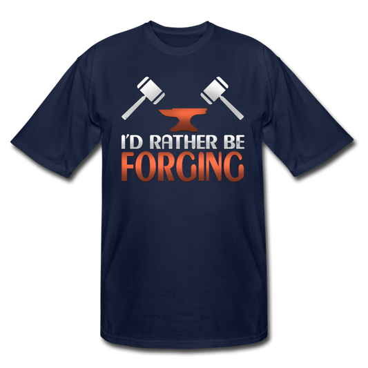 I'd Rather Be Forging Blacksmith Forge Hammer Men's Tall T-Shirt - navy
