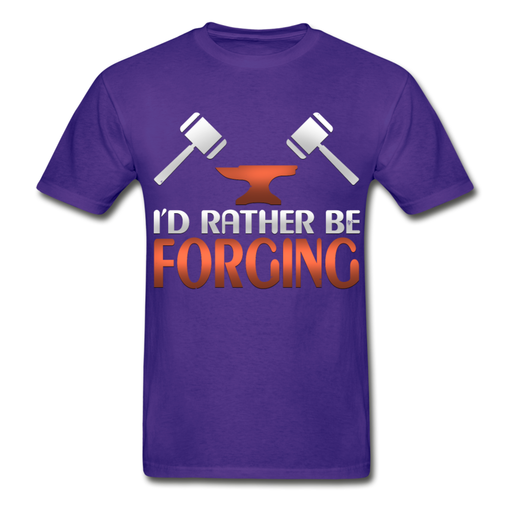 I'd Rather Be Forging Blacksmith Forge Hammer Hanes Adult Tagless T-Shirt - purple