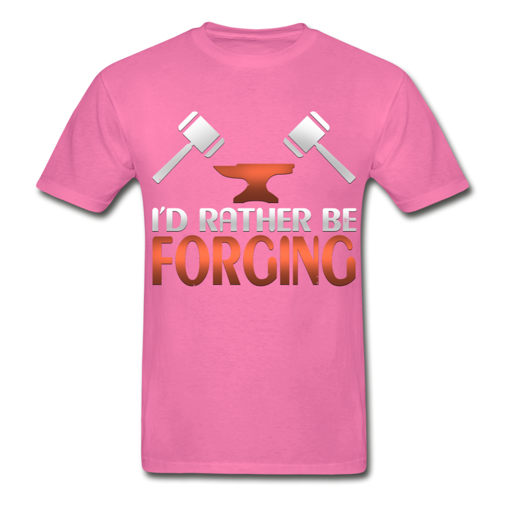 I'd Rather Be Forging Blacksmith Forge Hammer Hanes Adult Tagless T-Shirt - hot pink