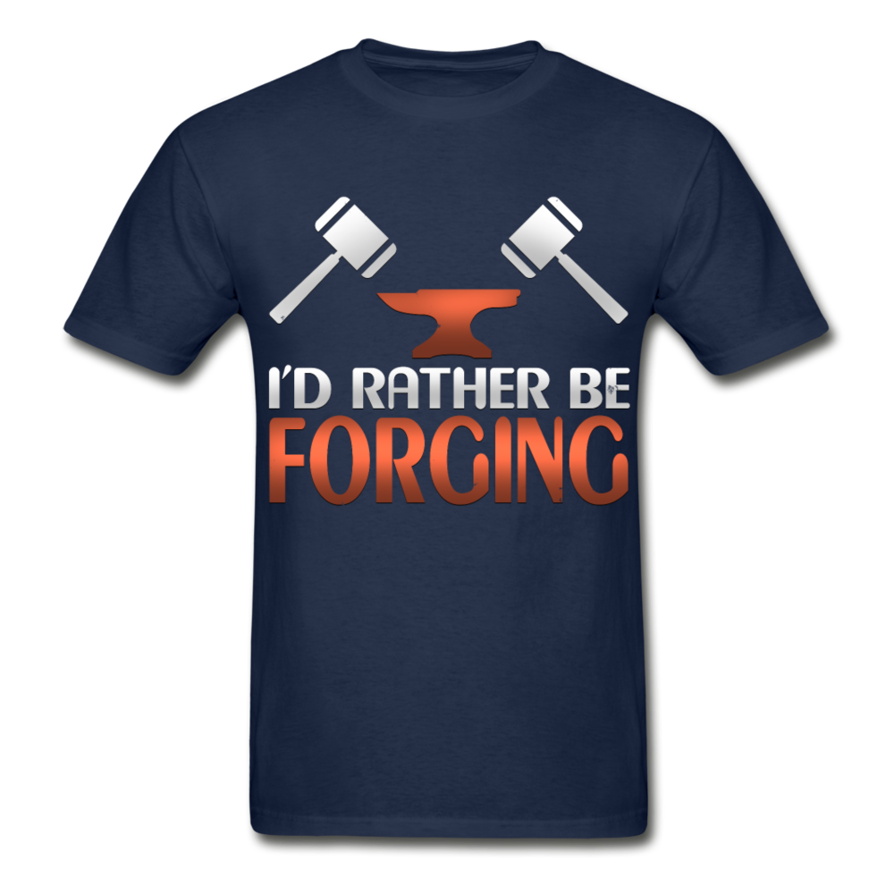 I'd Rather Be Forging Blacksmith Forge Hammer Hanes Adult Tagless T-Shirt - navy