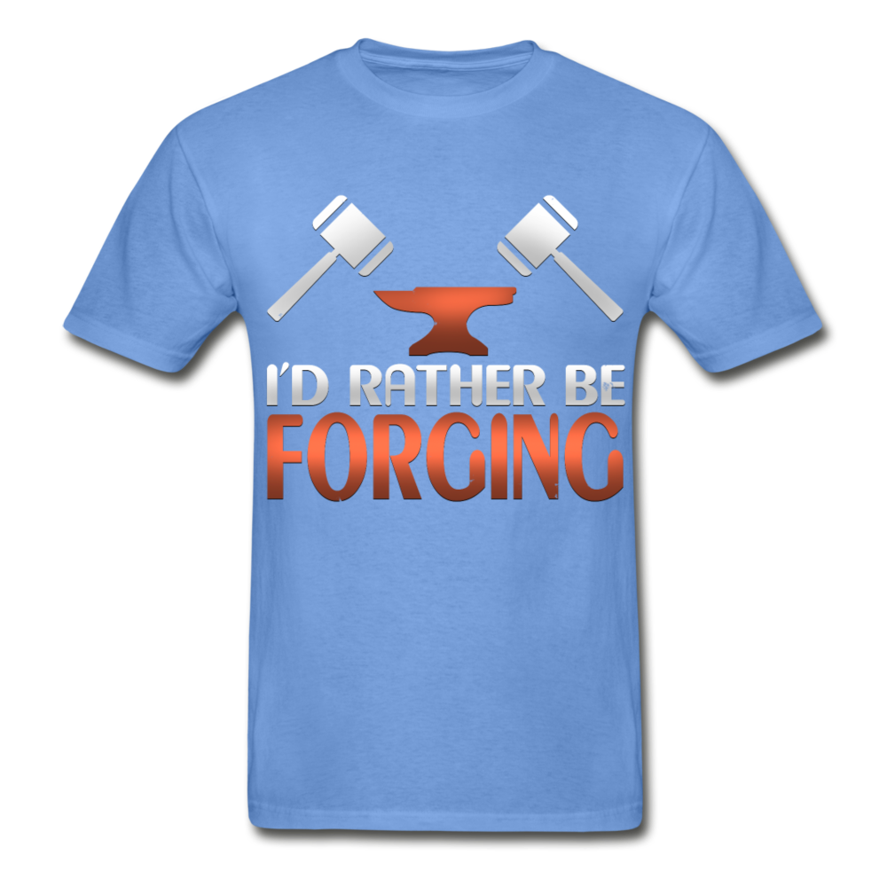 I'd Rather Be Forging Blacksmith Forge Hammer Hanes Adult Tagless T-Shirt - carolina blue