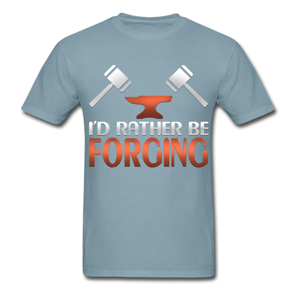 I'd Rather Be Forging Blacksmith Forge Hammer Hanes Adult Tagless T-Shirt - stonewash blue