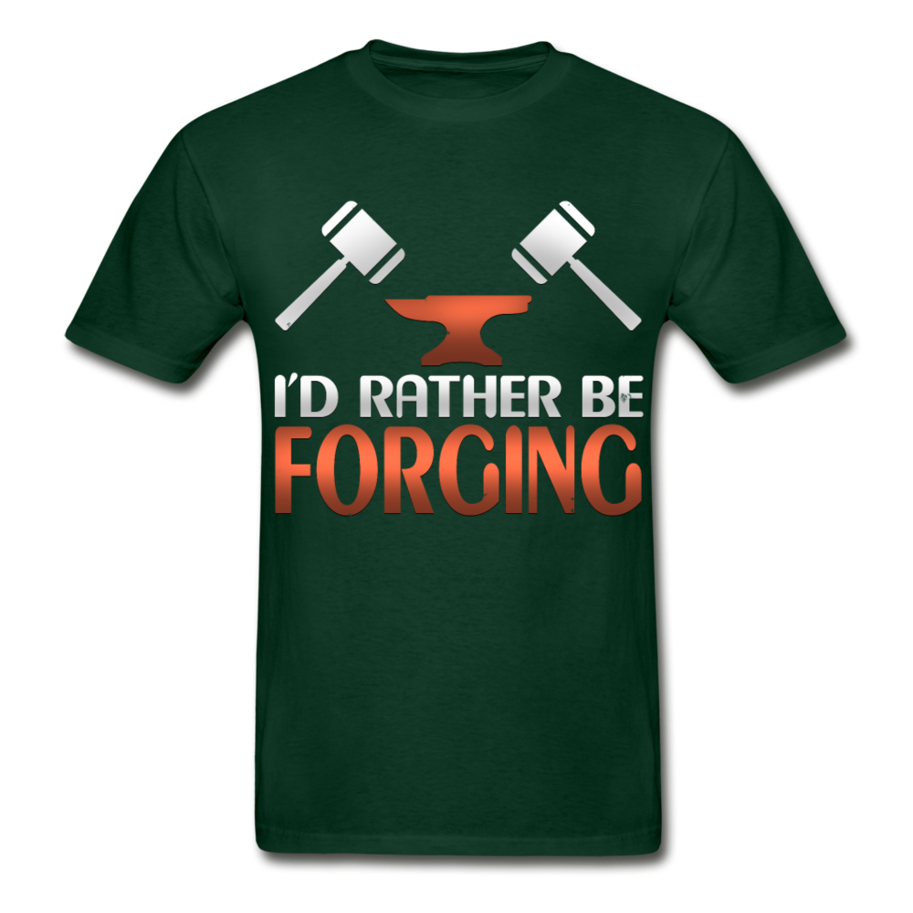 I'd Rather Be Forging Blacksmith Forge Hammer Hanes Adult Tagless T-Shirt - forest green