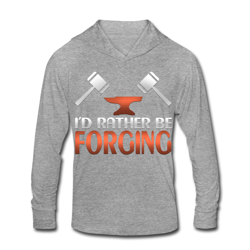 I'd Rather Be Forging Blacksmith Forge Hammer Unisex Tri-Blend Hoodie Shirt - heather gray