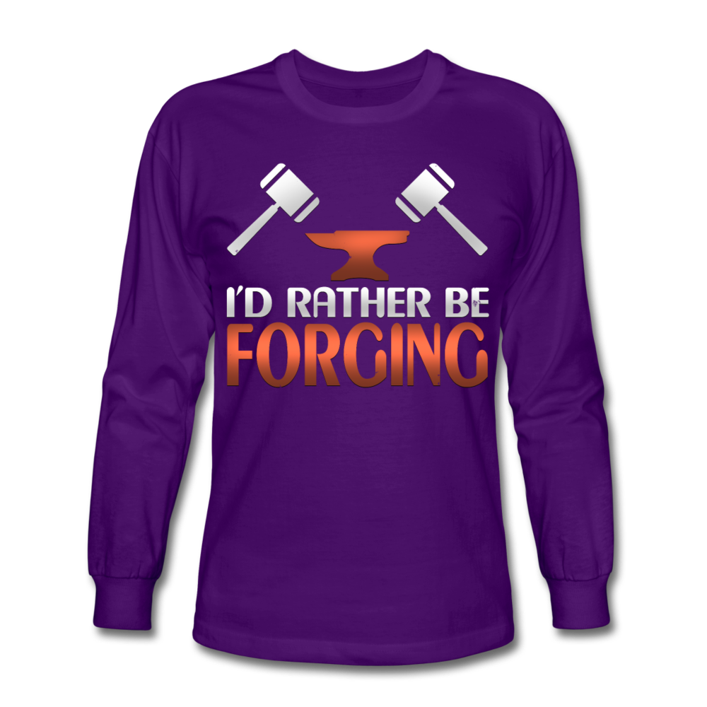I'd Rather Be Forging Blacksmith Forge Hammer Men's Long Sleeve T-Shirt - purple