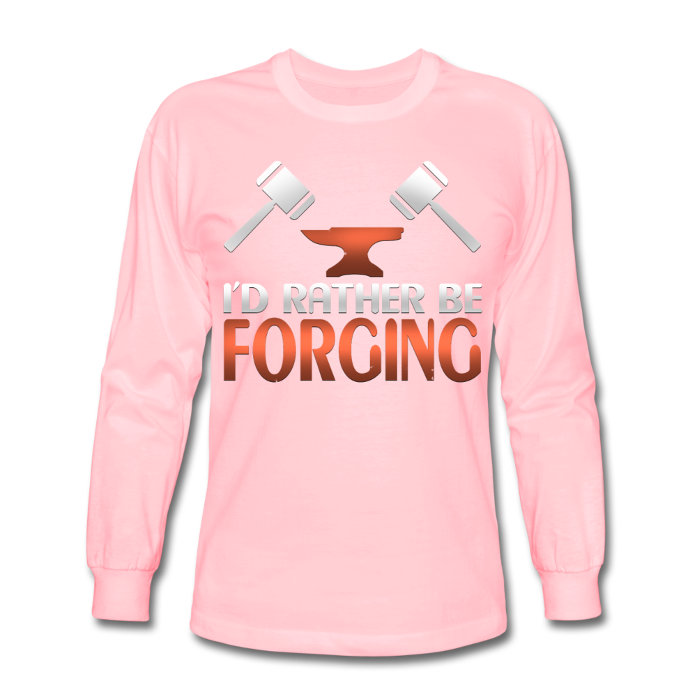 I'd Rather Be Forging Blacksmith Forge Hammer Men's Long Sleeve T-Shirt - pink