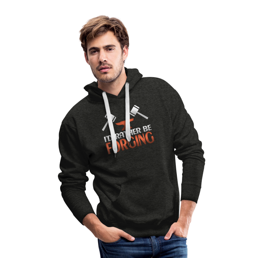 I'd Rather Be Forging Blacksmith Forge Hammer Men’s Premium Hoodie - charcoal gray