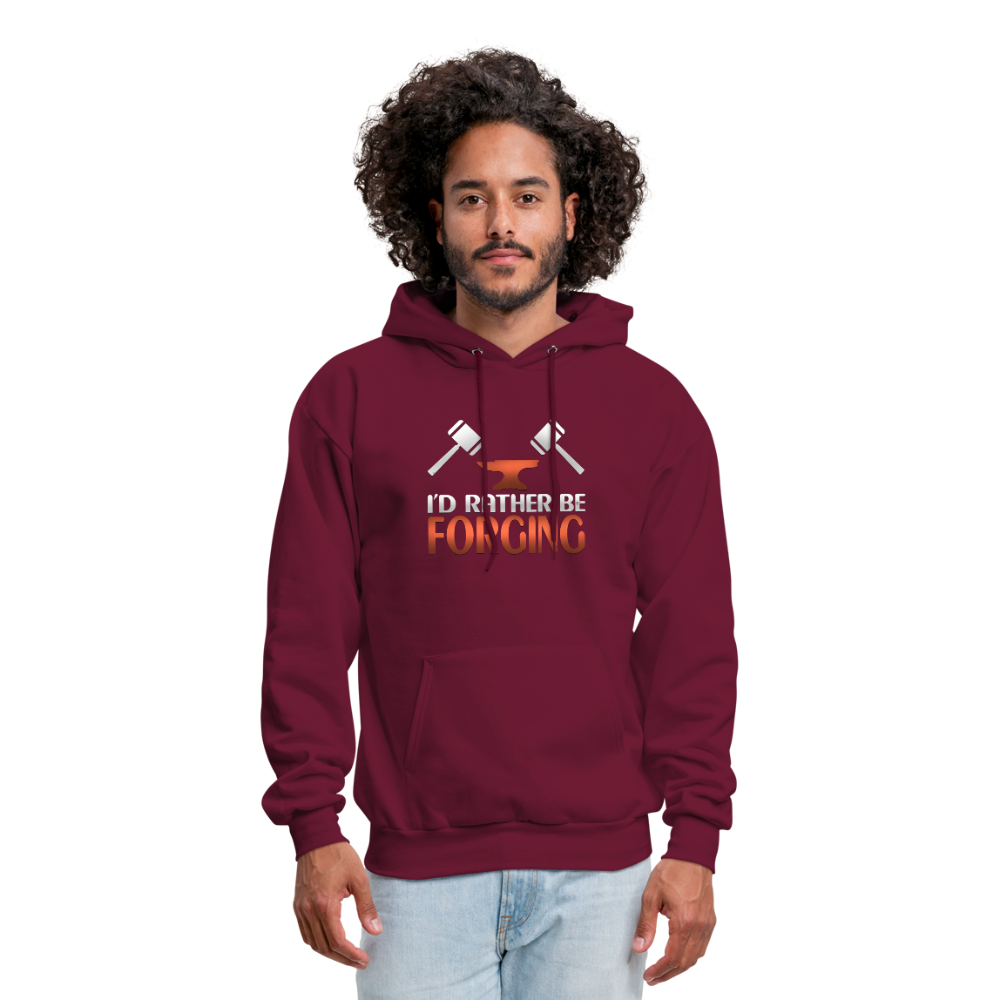 I'd Rather Be Forging Blacksmith Forge Hammer Men's Hoodie - burgundy