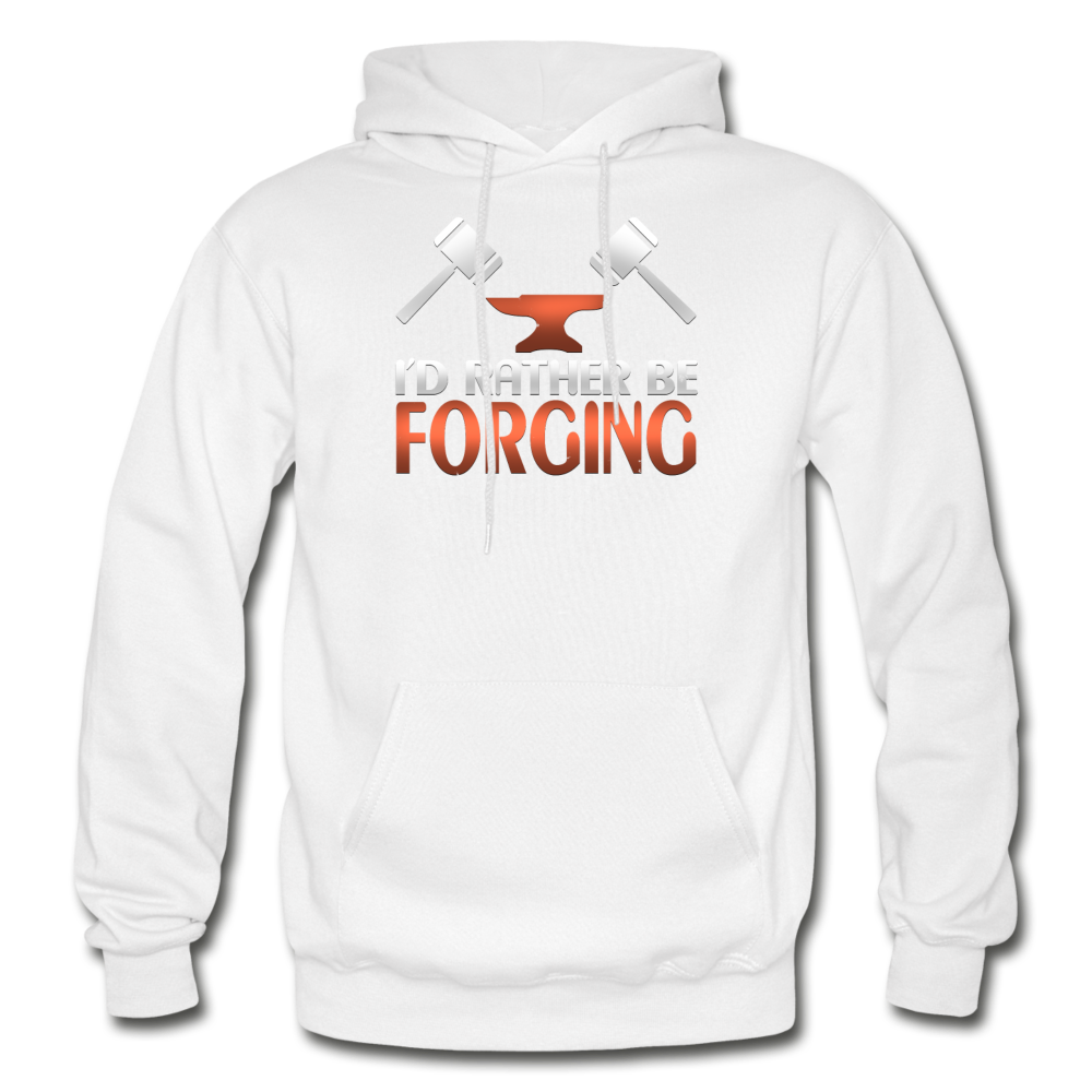 I'd Rather Be Forging Blacksmith Forge Hammer Gildan Heavy Blend Adult Hoodie - white