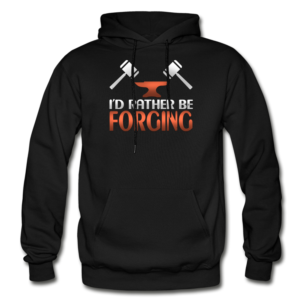 I'd Rather Be Forging Blacksmith Forge Hammer Gildan Heavy Blend Adult Hoodie - black