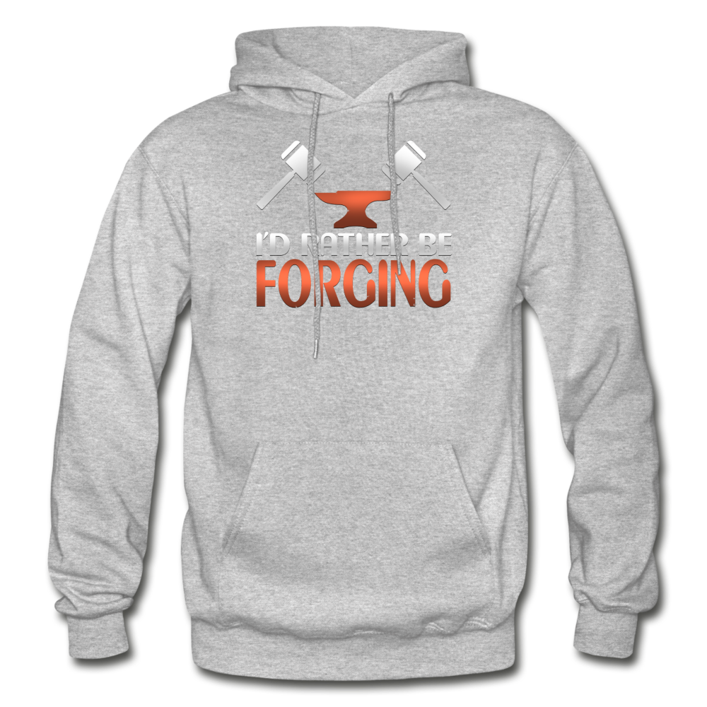 I'd Rather Be Forging Blacksmith Forge Hammer Gildan Heavy Blend Adult Hoodie - heather gray