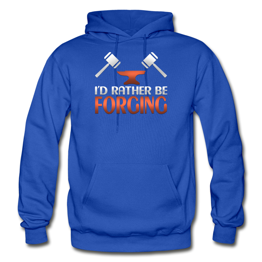 I'd Rather Be Forging Blacksmith Forge Hammer Gildan Heavy Blend Adult Hoodie - royal blue