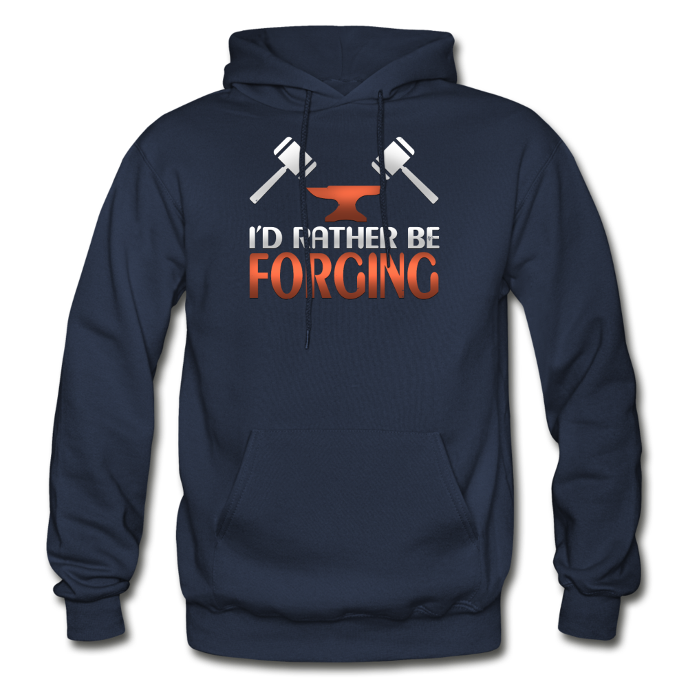 I'd Rather Be Forging Blacksmith Forge Hammer Gildan Heavy Blend Adult Hoodie - navy