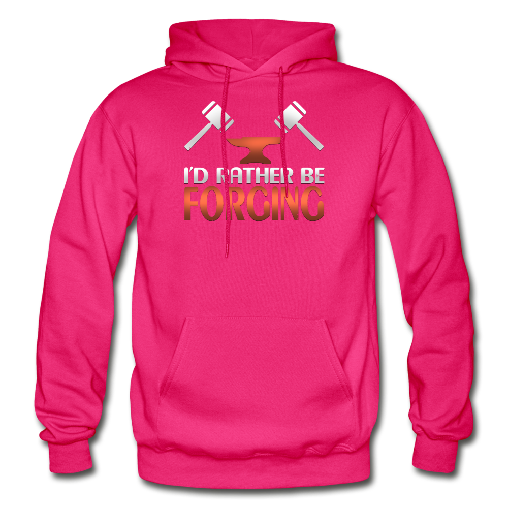 I'd Rather Be Forging Blacksmith Forge Hammer Gildan Heavy Blend Adult Hoodie - fuchsia