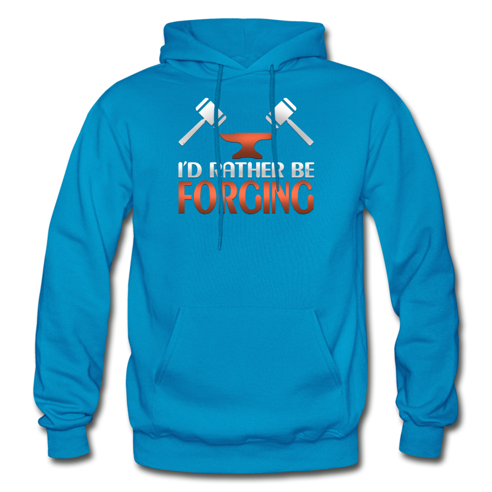 I'd Rather Be Forging Blacksmith Forge Hammer Gildan Heavy Blend Adult Hoodie - turquoise