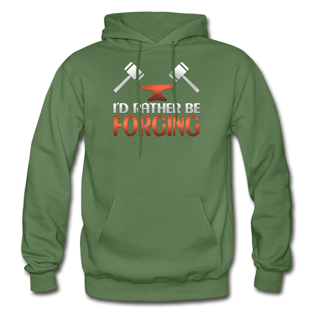 I'd Rather Be Forging Blacksmith Forge Hammer Gildan Heavy Blend Adult Hoodie - military green