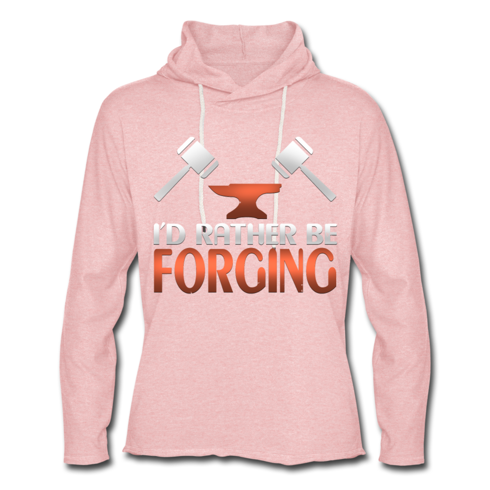 I'd Rather Be Forging Blacksmith Forge Hammer Unisex Lightweight Terry Hoodie - cream heather pink
