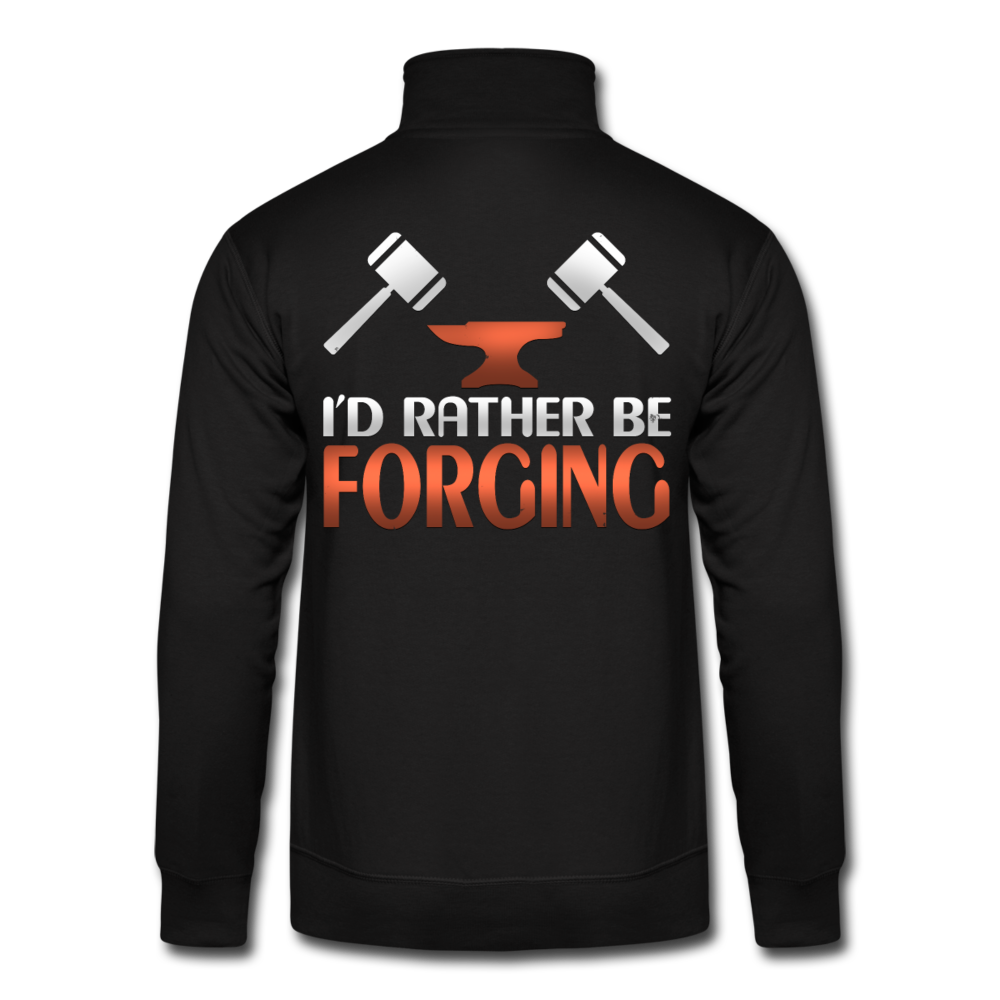 I'd Rather Be Forging Blacksmith Forge Hammer Hanes Quarter Zip Pullover - black