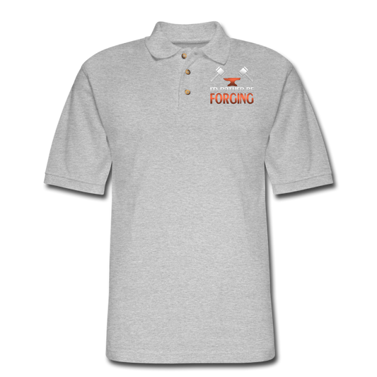 I'd Rather Be Forging Blacksmith Forge Hammer Men's Pique Polo Shirt - heather gray