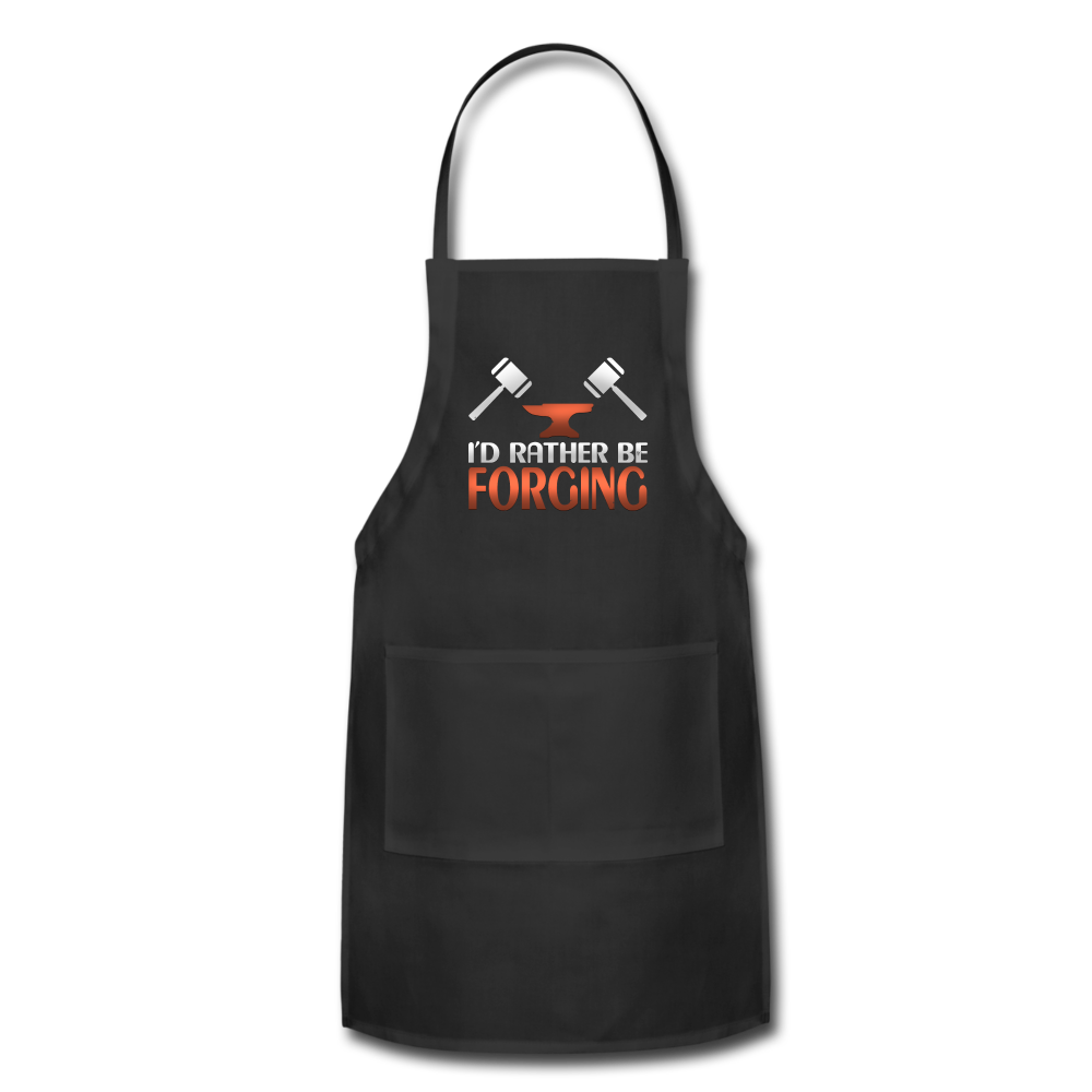 I'd Rather Be Forging Blacksmith Forge Hammer Adjustable Apron - black